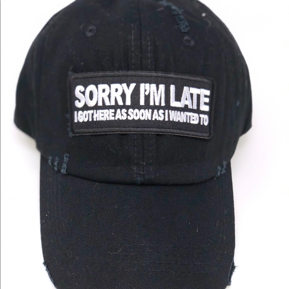 New black dad’s cap with custom patch.